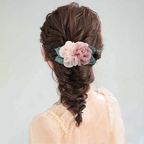 Clipes de garra de cabelo de flor grande para mulheres clipes de cabelo lateral de cabelo de flor dupla para mulheres clipe de