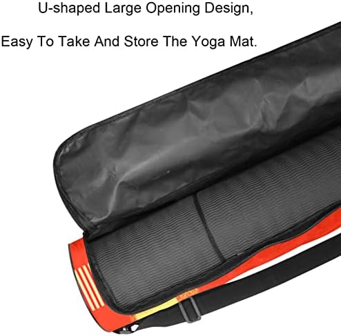 Bolsa de transportadora de tapete de ioga com alça de ombro Red Mount Mount Fuji Cat Plaid Padrão, 6,7x33.9in/17x86 cm