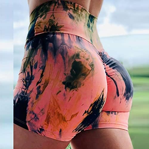 Treino de mototeador shorts femininos tie scrunch shorts shorts de treino sem costura de cintura alta ioga calça de ginástica