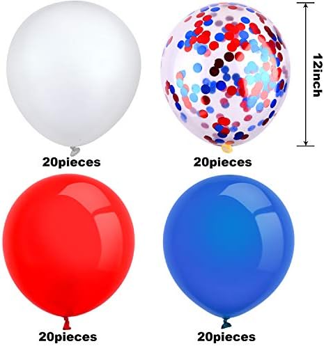 80 peças 12 polegadas Confetti Balões de látex de eventos FESTIDAS DE FESTIDAS Independência Dia 4 de julho Aniversário