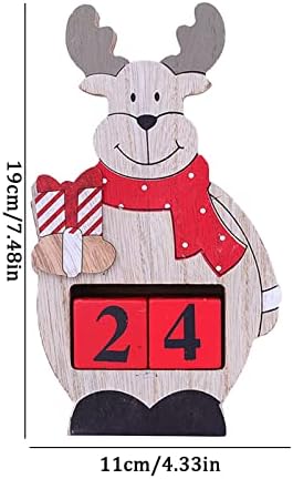 Número do advento de Natal Countdown Calendário Número da praça de madeira Decoração do calendário Decoração do Papai Noel Decoração