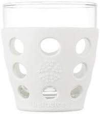 LifeFactory 10 oz BPA Indoor/Outdoor Glassware com manga de silicone protetora, Optic White