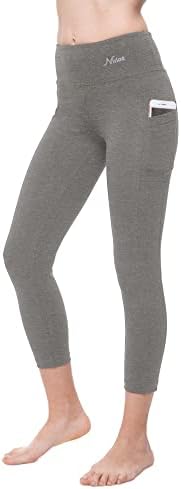 Nirlon Women's Capri Yoga Pants 7/8 de comprimento Bolsos de altura de altura da cintura 22