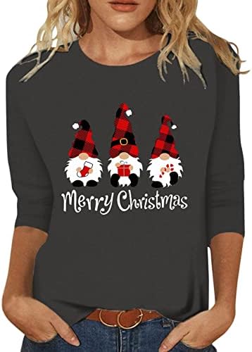 Camisas de Natal para Mulheres Mulheres Natal Fashion Casual Gnome Letter Print Crew Dry Fit Camisetas Mulheres