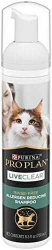 Purina Pro Plan Rinse Free, alérgeno Reduzindo shampoo seco para gatos, espuma de limpeza LiveClear - 8,5 oz