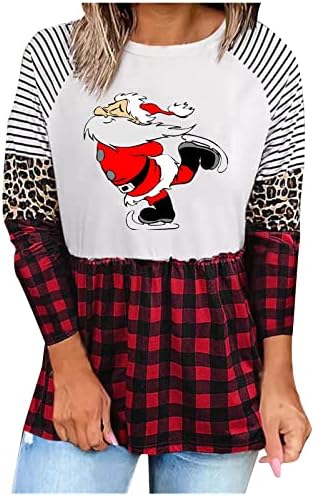Mulheres Shusuen Moda Modol acolchoado Impressão de Natal Fall/Winter Crew pescoço Swearwear solto tops confortáveis ​​pulôver