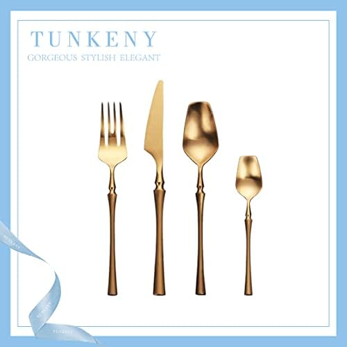 Tunkeny 48 peças de talheres requintados para 12.18/10 Conjunto de talheres de aço inoxidável, conjunto moderno de utensílios