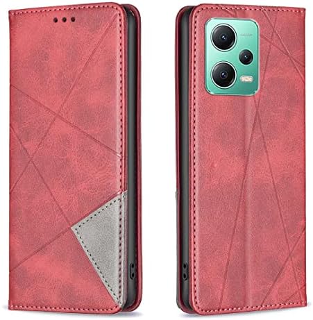 Nincyee Flip Case para Xiaomi Redmi Nota 12, Rhombus Pattern Premium Leather Cheatrand Kickstand Magnetic Feching Cober