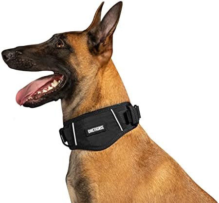 Onetigris Reflexivo Collar Bandana para Meidum Dog Grande, colar de cachorro personalizado tático com manuseio leve File de