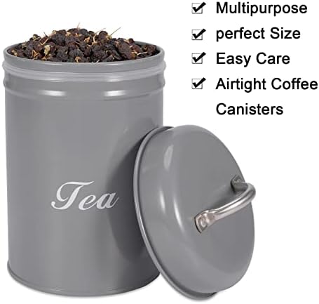 DXLAC 3PC Grey Apertain Food Jars Gonistres para açúcar de chá de café, aço inoxidável Vintage Kitchen Bacos para bancada