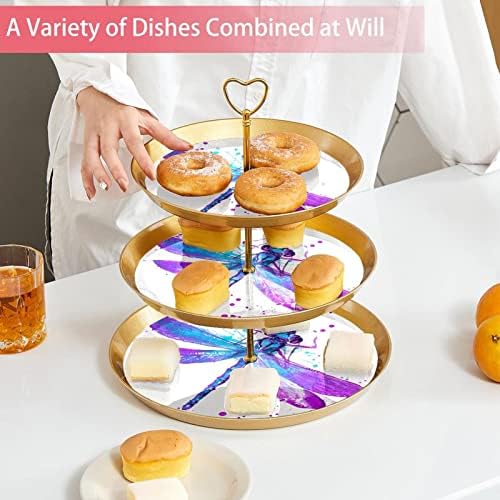 Suporte de bolo tfcocft, suporte de bolo de festa, bolo significa mesa de sobremesa, padrão de arte de animal azul roxo abstrato