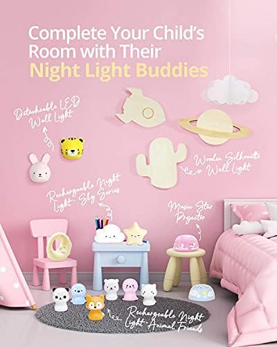Someshine Kids Night Light - Luz noturna recarregável da Fox Nursery com timer automático, lâmpada Kawaii segura e durável