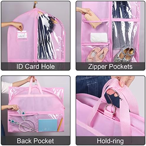 Bolsa de vestuário de roupas de dança Zilink bolsa de roupas de 40 polegadas com bolsos e alças com zíper, bolsa pendurada