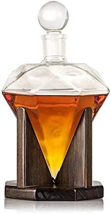 Whisky Decanter Whisky Decanter, Creative Diamond Glass Wine Decanter, para licor, uísque, rum, bourbon, vodka-1000ml