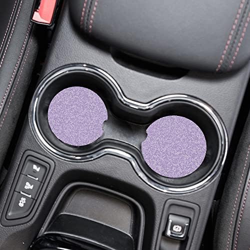 Conjunto de 2, montanhas -russas de carro, padrão de pontos da web violeta Lilac, absorvente Base Round Car Brods Drinks Cups