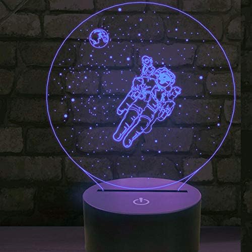 Jinnwell 3D Spaceman Astronauta Night Lâmpada leve Ilusão LED 7 Alteração da cor Touch Touch Tound Tound Desk Decoration Lâmpadas