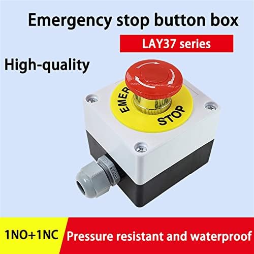 Interruptor de botão de parada de emergência de nunomo com caixa 22mm 1 não 1 nc 10a 660V Botão à prova d'água à mão à prova
