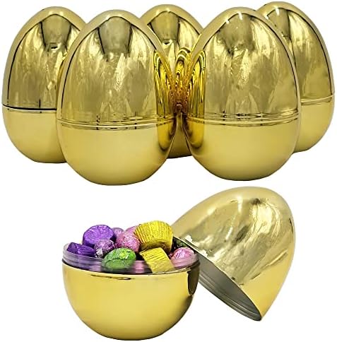 Chochkees jumbo ovos de páscoa dourada de ouro metálico, prêmio de cesta de brindes, ovos são articulados, 6 polegadas