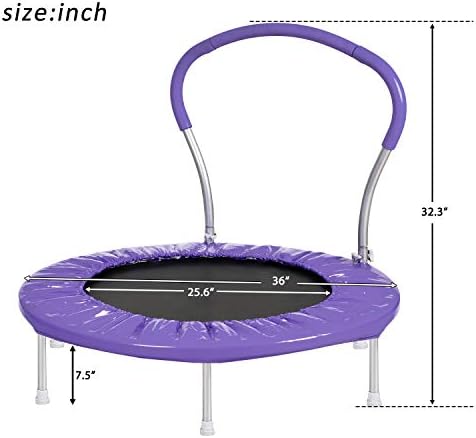 SQQ 36 polegadas trampolim com alça para adultos ou crianças - com bloco de segurança | 220 lbs rebote de fitness de