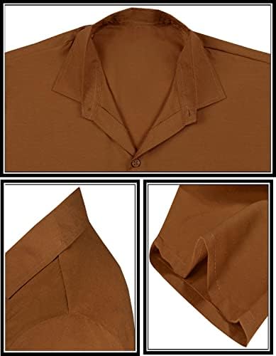 LA Leela masculino de botão casual masculino de manga curta Camisa Oxford Camisetas sólidas para homens