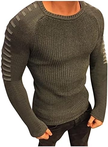 Dudubaby Mens Pullover de malha de malha Crewneck Knitwear de malha elegante casual fit weave knit jumper