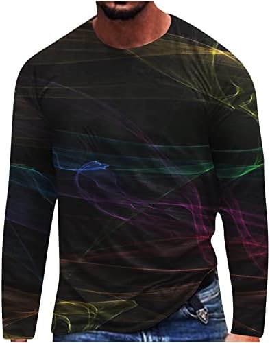 T-shirt de camiseta muscular masculina camisetas impressas 3D Camisetas de manga longa o Pescoço Tops Tops Colorful Design