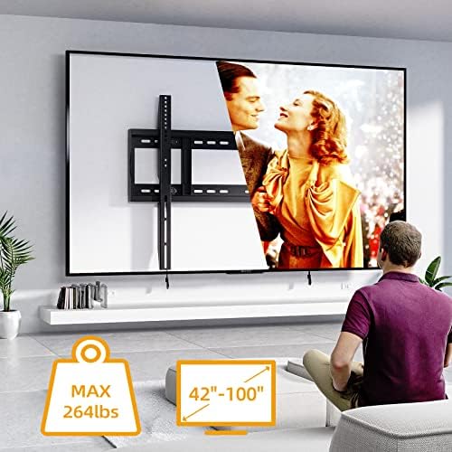 HomeVision Pesado TV fixo Montagem de parede mantém até 264 libras, para a maior parte de 42-100 polegadas e o suporte de TV de baixo