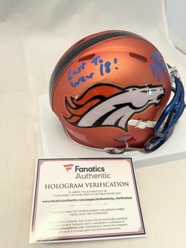 Denver Broncos Peyton Manning assinado assinado Blaze Mini Helmet Fanatics COA - Mini capacetes autografados da NFL