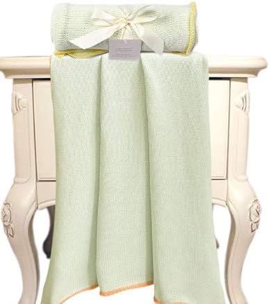 Gireshome -algodão acentuado, waffle tecer manta de bebê com acabamento amarelo de malha, embrulho de bebê x40 (verde