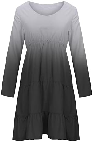 Vestido de camiseta solta feminino Narhbrg vestido de manga longa vestido de travamento liso vestido de balanço em camadas casual