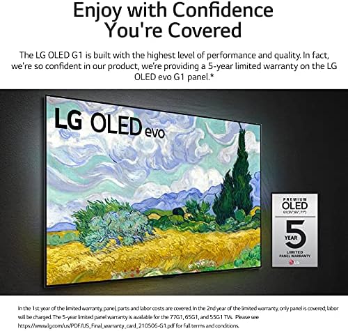 LG OLED G1 Series 55 ”Alexa interno 4K Smart OLED EVO TV, design de galeria, taxa de atualização de 120Hz, IA, Dolby Vision QI e