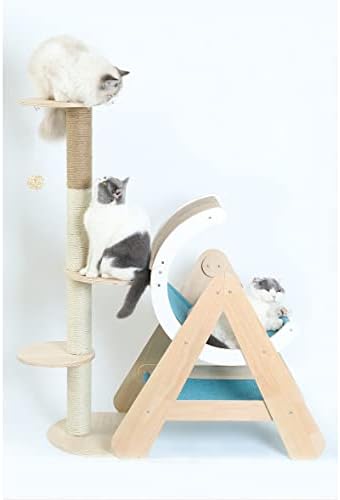 LEPSJGC CAT Bridge Salbing Frame Wood Pet Cat House Bed Hammock Sisal arranhando Post Furniture Cat Toy Toy Selves