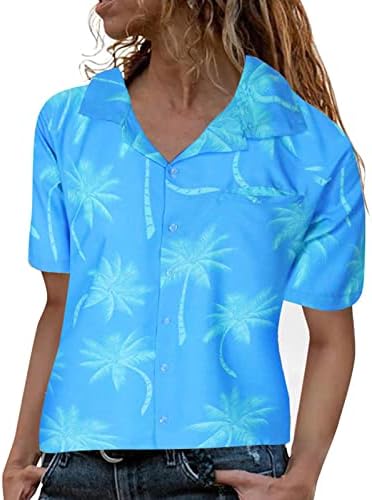 Juniores royal juniores blusas de manga curta Tops gráficos camisas de tartaruga spandex spandex Beach Botão da blusa tropical