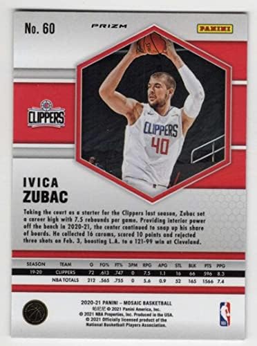 IVICA ZUBAC 2020-21 Panini Mosaic Green Reativo 60 nm+ -mt+ NBA Basketball Clippers