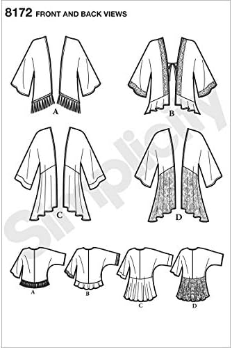 Simplicidade 8172 Fácil de costurar kit de padrão de costura Kimono, código 8172, tamanhos xxs-xxl