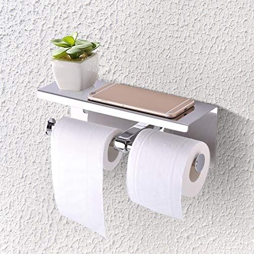 Suporte de papel higiênico de delaman, parede montada em parede SU 304 Aço inoxidável Roll Double Hoodet Paper Holder Roll de papel