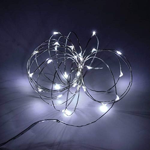 Cuucor Fairy String Lights Operado pela bateria, 7 pés 20 micro LED LUZES DE COBRO DE COBER