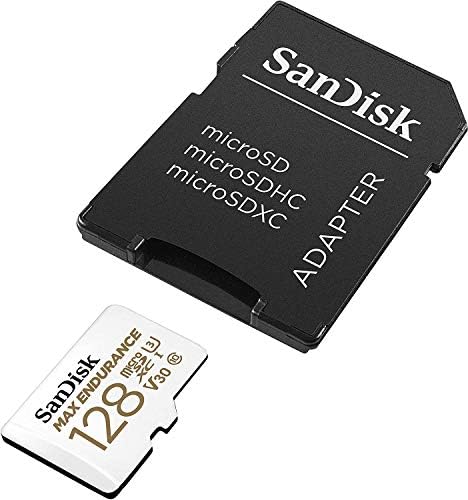 Sandisk Max Endurance 128 GB MicroSD para câmeras de segurança doméstica e câmeras de traço com adaptador, 4K, pacote com tudo, exceto