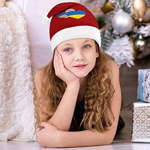 Ucraniano American Heart Flag Hat Christmas Hat Soft Pray Santa Bap Funny Beanie para a festa festiva do ano novo de Natal