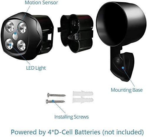 Ottymer Battery Motion Sensor Lights, 600 lúmens sem fio LED Security Wall Spotlight for Driveways Gardon Yard Walkways and Stairs