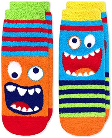 Jefferies Socks Monster's Monster Fuzzy Non-Skid Slipper Socks 2 pacote