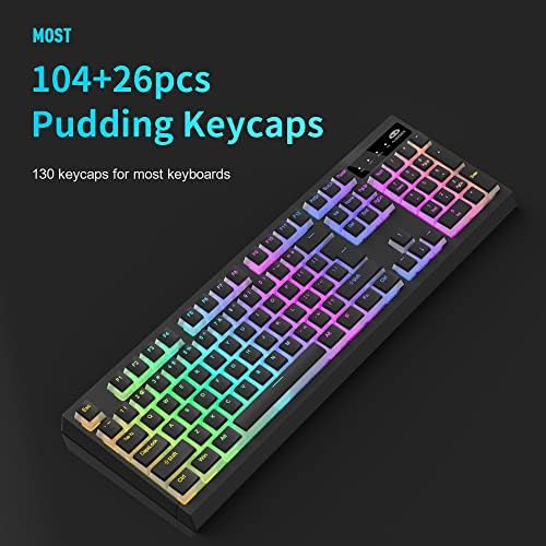 Magegee Pudding Keycaps 134 Keys Keycaps com Camada Translúcida Compuladora de Keycap Full 104 Keys/60% Compact 61 Keys/68/84/87/98/108