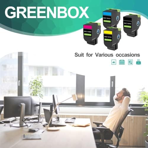 Substituição de cartucho de toner Remanufaturado GreenBox para Lexmark 80C1SK0 80C1SC0 80C1SM0 80C1SY0, alto rendimento para