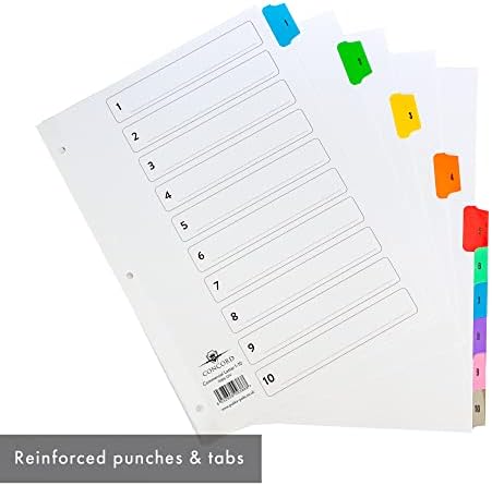 Pukka Pad 10 Divisores de peça -1 pacote de 10 guias Conjunto, compatível com fichário de 3 anel, 8 1/2 x 11 polegadas -números