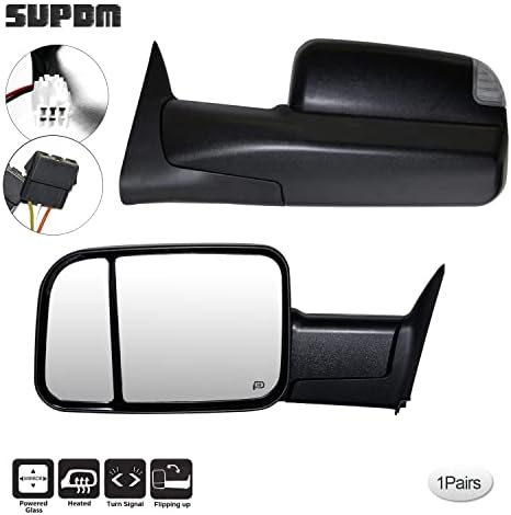 Espelhos de reboque de Supdm compatíveis para 94-01 Dodge Ram 1500, 94-02 RAM 2500 3500 VISTA LATERAL MELHOR DE VISTA