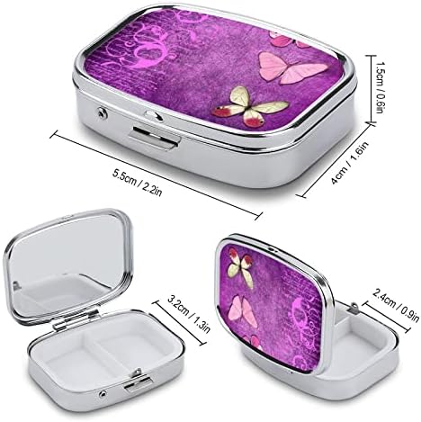 Caixa de comprimidos Purple Butterfly em forma de borboleta quadrada caixa de comprimidos portátil Pillbox Vitamin Container Organizer