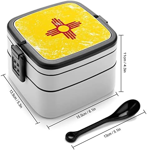 Bandeira do Estado do Novo México duplo empilhável Bento lancheira recipiente de almoço reutilizável com utensílio