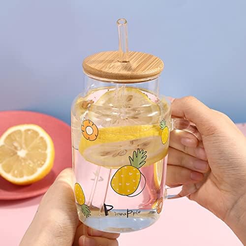 Zerodeko Canecas transparentes Kawaii Copos Banquecas de bebidas com: copos de smoothie de boca largura de pedreiro