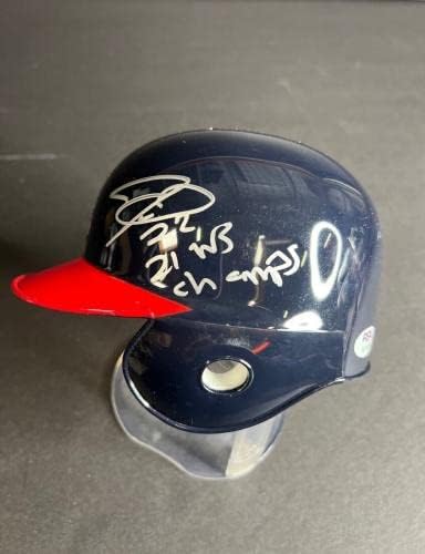 Joc Pederson - Atlanta Braves 2021 WS Champs Mini capacete PSA AL74516 - Mini capacetes MLB autografados