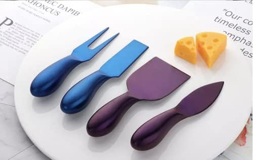 Conjunto de faca de queijo premium de Wrnkl Fre 4 peças, lâminas de aço inoxidável incluem faca, barbeador, garfo